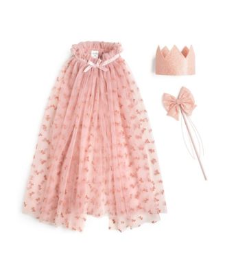 Kids' 4-16 Flocked Bow Cape, Wand and Crown, 3-Piece Set