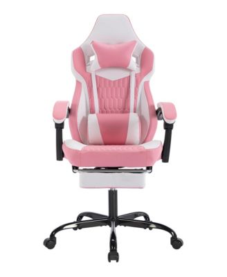 Racing Gaming Chair with Footrest, High Back PVC Leather, Headrest, Lumbar Support