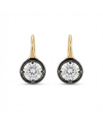 Gerogian Style CZ Earrings with Gold over Sliver with Black Rhodium Earrings
