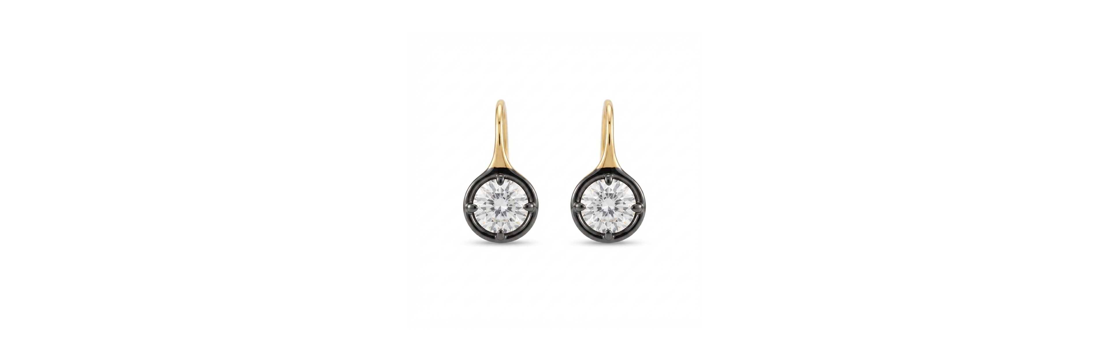 Gerogian Style Cz Earrings with Gold over Sliver with Black Rhodium Earrings