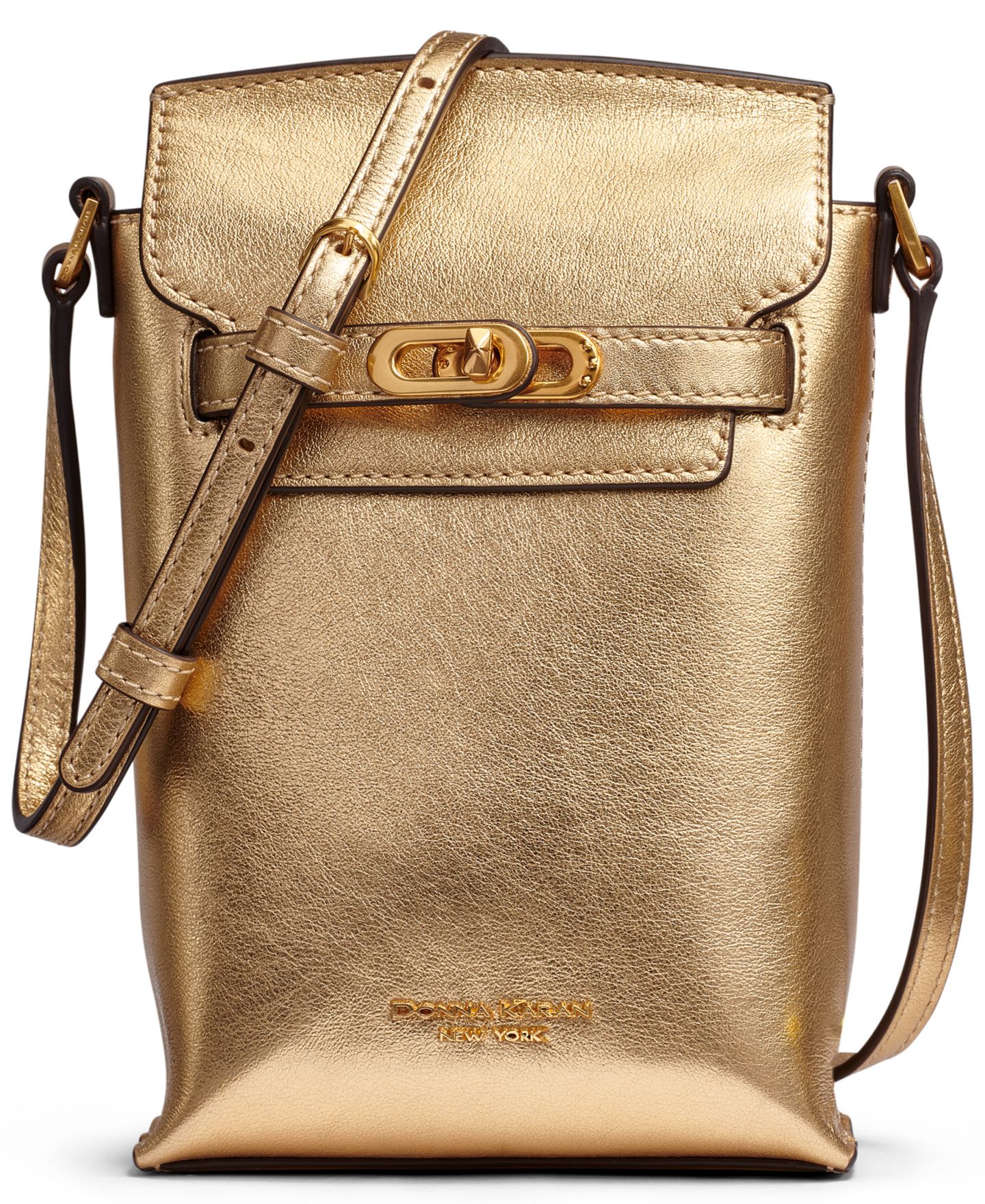 Женская сумка Donna Karan New York Bridgehampton North-South Leather Adjustable Mini Crossbody, цвет: Золотой — фото 1