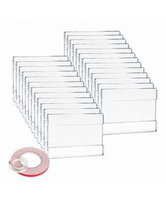 25 Pack Acrylic Wall Mounted Sign Holders Clear Vertical Frames with Adhesive Tape holder