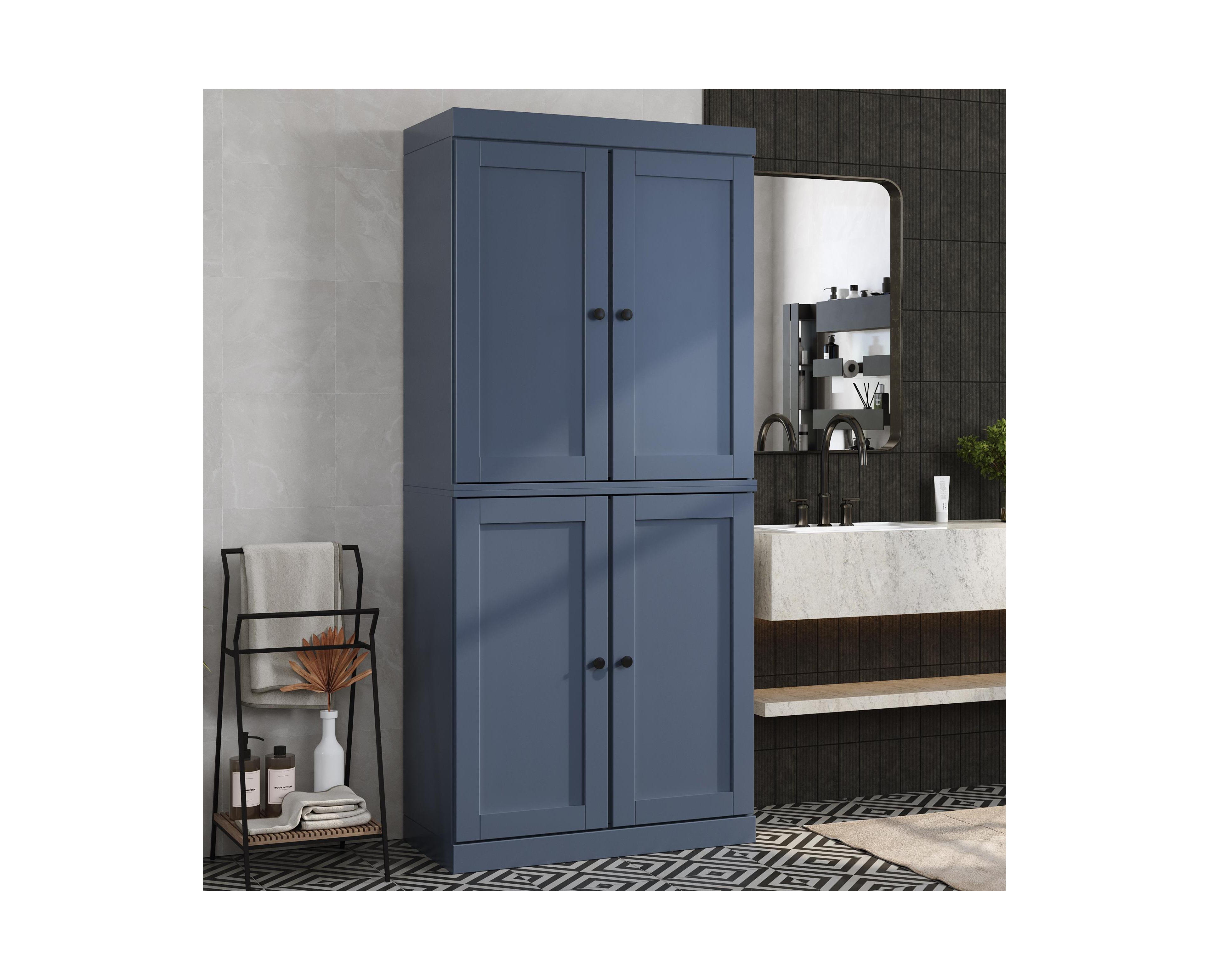 Palace Imports 100% Solid Wood Tall Freestanding Modular Bathroom Linen Storage Cabinet with Shaker Doors, Adjustable Shelves, 32" W x 71.5" H