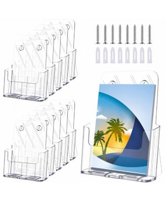 20 Pack Acrylic Wall Mount Brochure Holder Clear Display Rack for Office Restaurant
