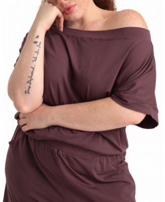 Plus Size Dolci Off-the-Shoulder Relaxed-Fit Short-Sleeve Top