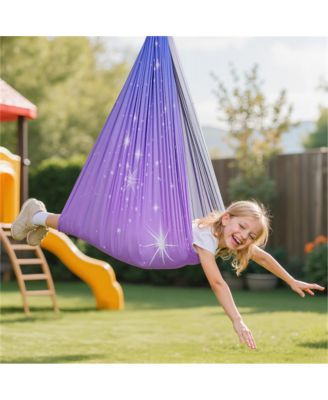 Sensory Swing Double-Layer Fabric Sensory Hammock with 360degree(s) Swivel Hanger, 300lbs, Adjustable Aerial Yoga, Indoor and Outdoor for Kids