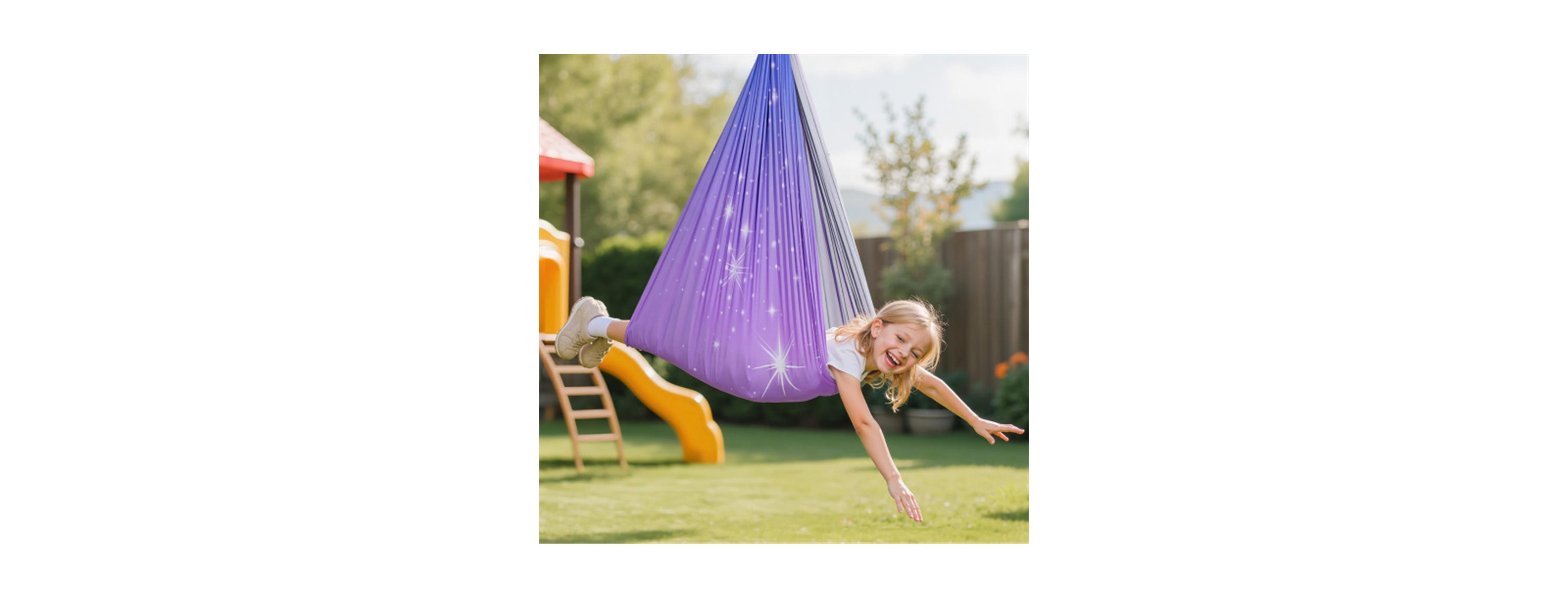 Yobtop Sensory Swing Double-Layer Fabric Sensory Hammock with 360degree(s) Swivel Hanger, 300lbs, Adjustable Aerial Yoga, Indoor and Outdoor for Kids