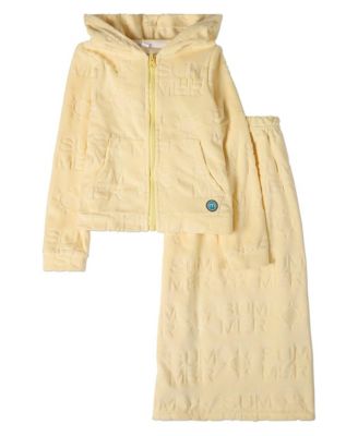 2 Piece Girls 8 - 20 Summer-Themed Burnout Cotton-Rich Terry Coverup Robe Set