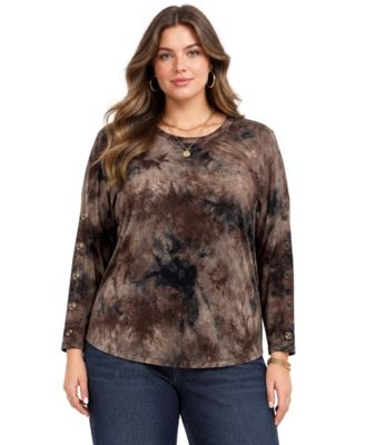 Plus Size Tie Dye Long-Sleeve T-Shirt