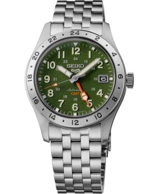 Men's Seiko 5 Sports Silver-Tone Stainless Steel Bracelet Watch 39.4mm