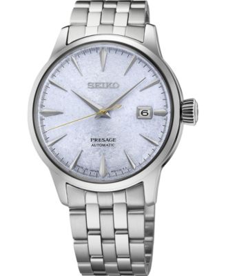Men's Presage Cocktail Time Silver-Tone Stainless Steel Bracelet Watch 40.5mm