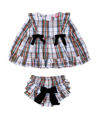 Baby Girls' Nicholas Plaid Long Sleeve Waterfall Bow Swing Top and Bloomers, 2-Piece Set