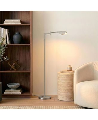 Leaf 53" Modern Pharmacy Swing Arm Floor Lamp with Adjustable LED Reading Shade