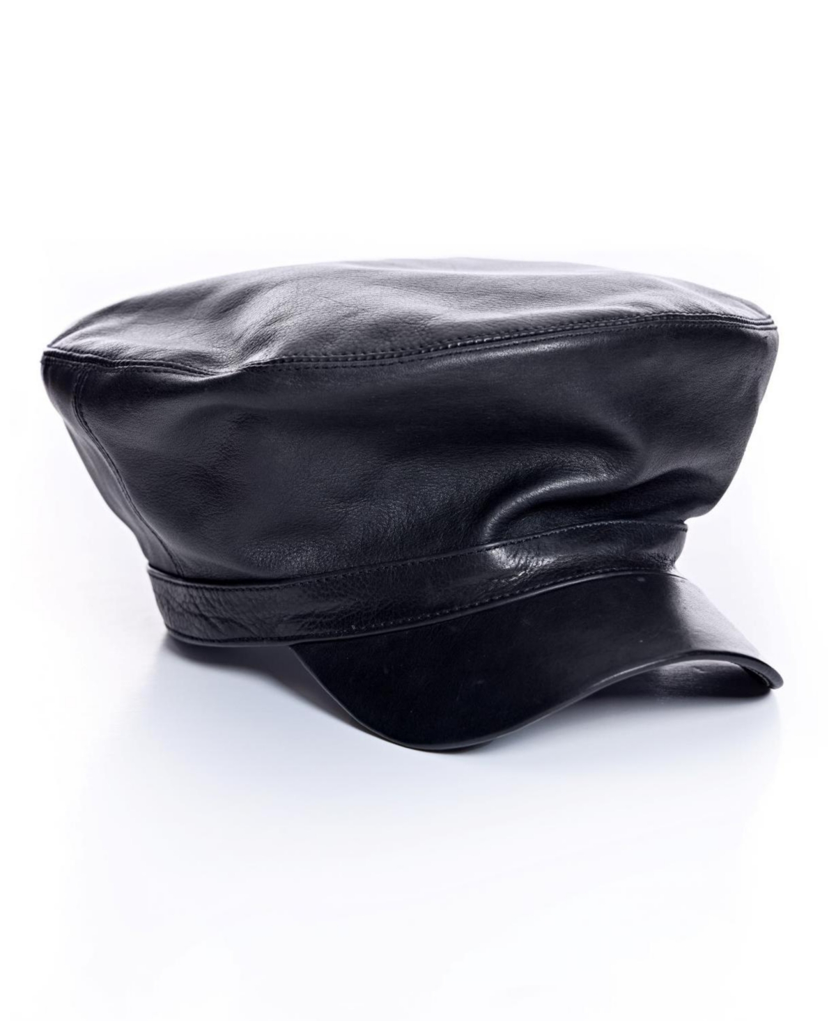 Julia & Stella By Maximilian Leather Newsboy Hat - Black