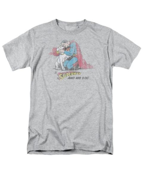 Мужская футболка Superman His Dog Graphic Classic-Fit, цвет: Меланжевый