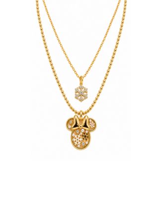 Crystal and Imitation Pearl Gold-Tone Minnie Mouse Pendant Necklaces, 2-Piece Set