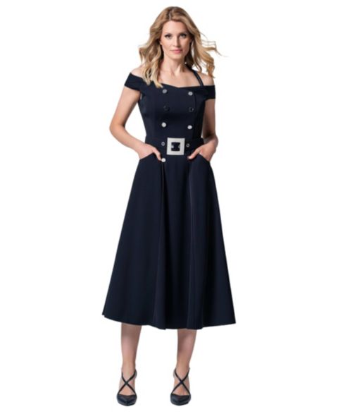 Женское платье Luna Fashion House Greta Off-Shoulder Double-Breasted Belted Midi