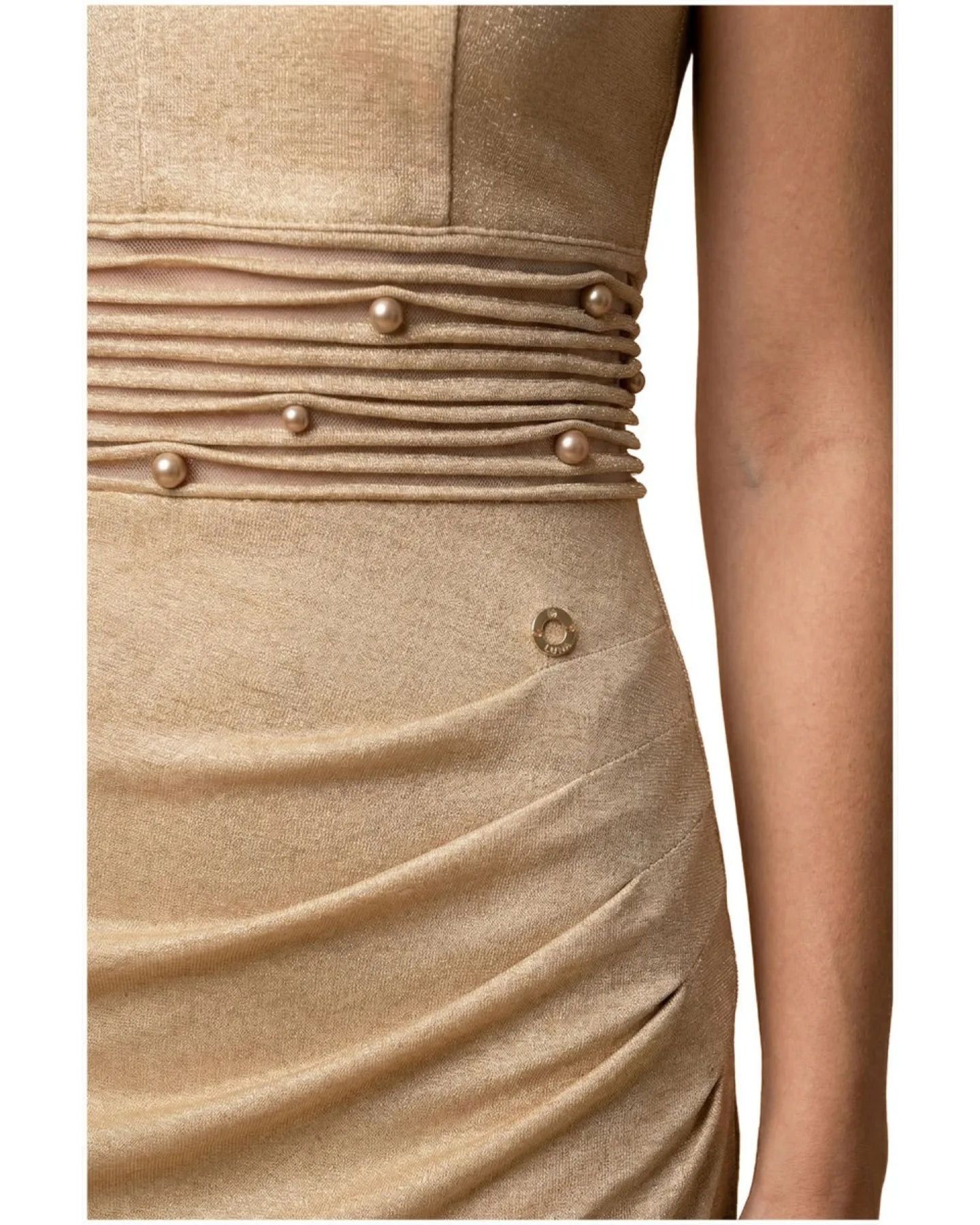 Женское платье Luna Fashion House Iris Off-Shoulder Pearl-Detail Waistband Cocktail — фото 5