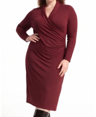 Plus Size Shawl Collar Wrap-Style Midi Dress