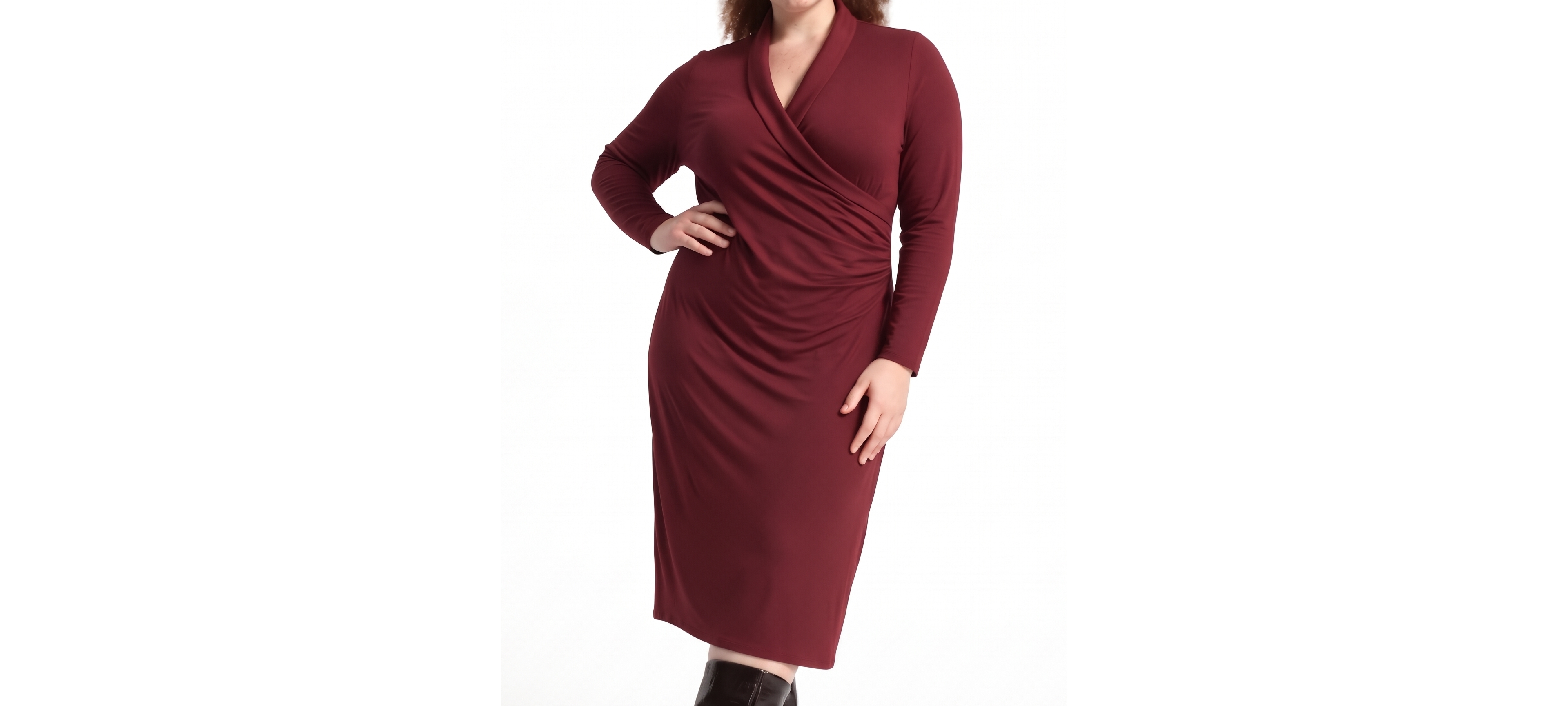 Universal Standard Plus Shawl Collar Wrap-Style Midi Dress