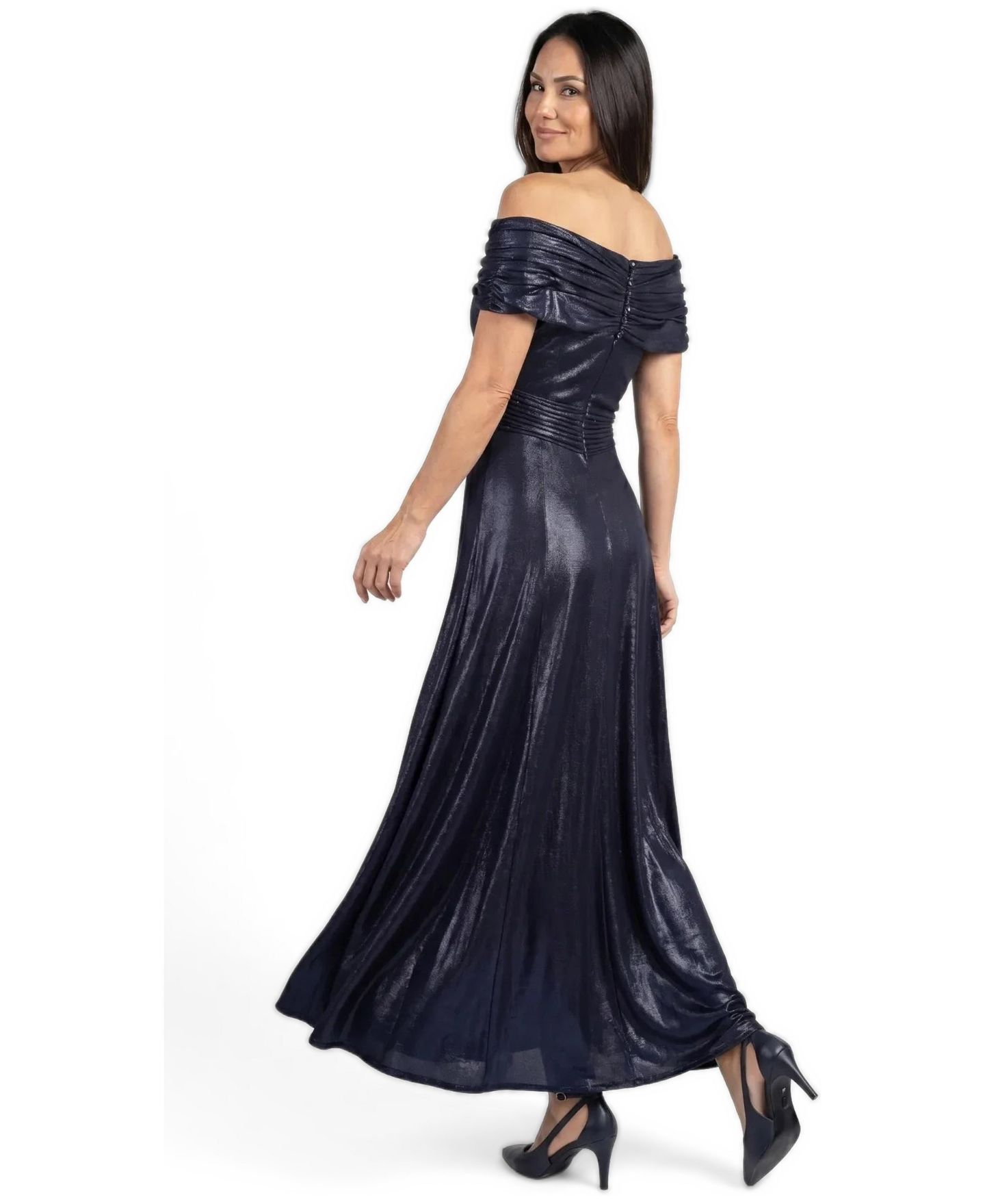 Женское платье Luna Fashion House Iris Off-Shoulder Sweetheart Beaded Gown, цвет: Тёмно-синий — фото 2