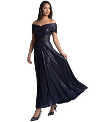 Women's Iris Off-Shoulder Sweetheart Beaded Gown