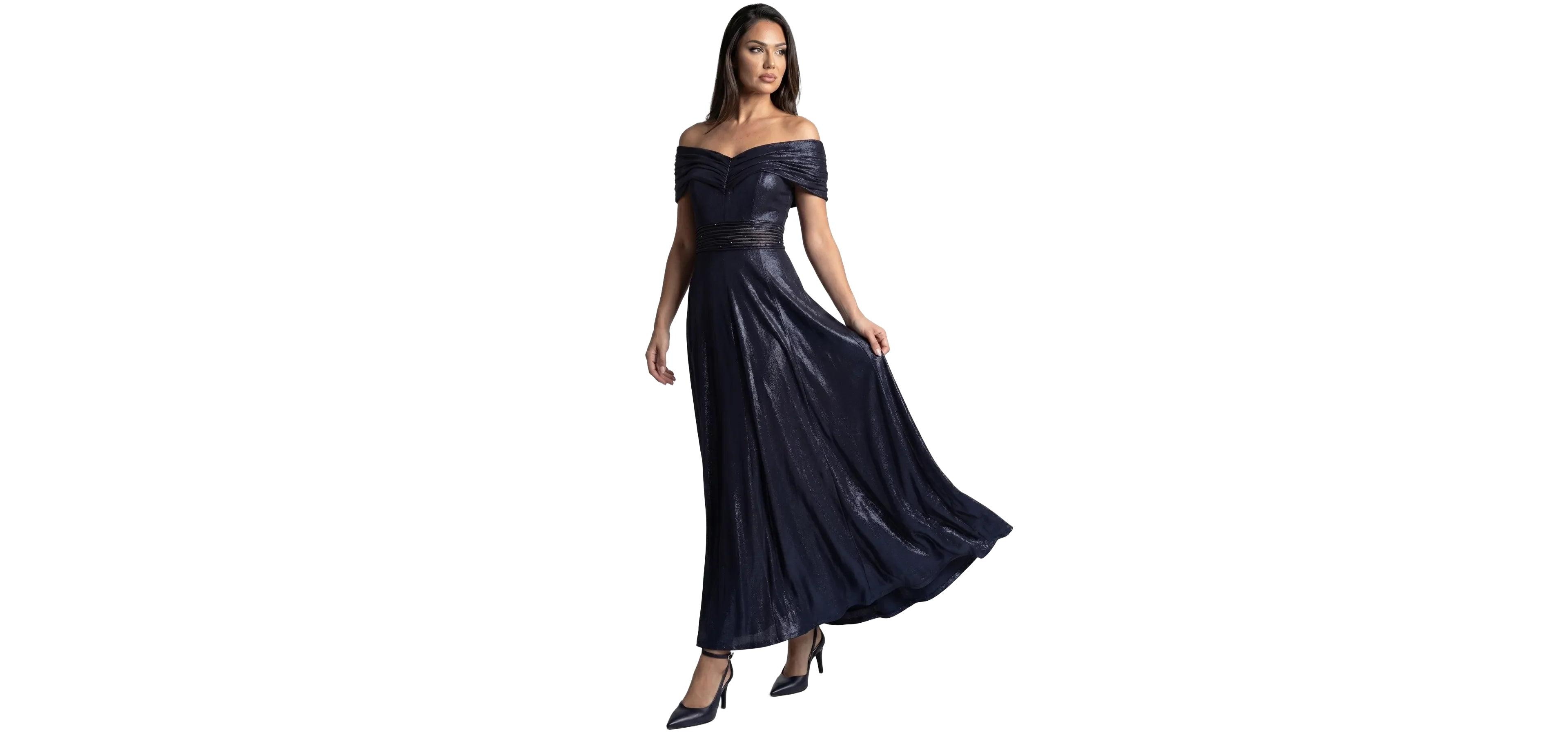 Luna Fashion House Women's Iris Off-Shoulder Sweetheart Beaded Gown