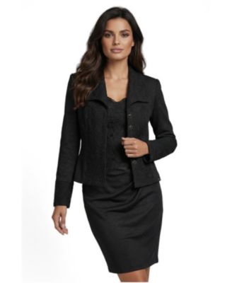Women's Lace Knit Tailored Blazer with Buttoned Placket