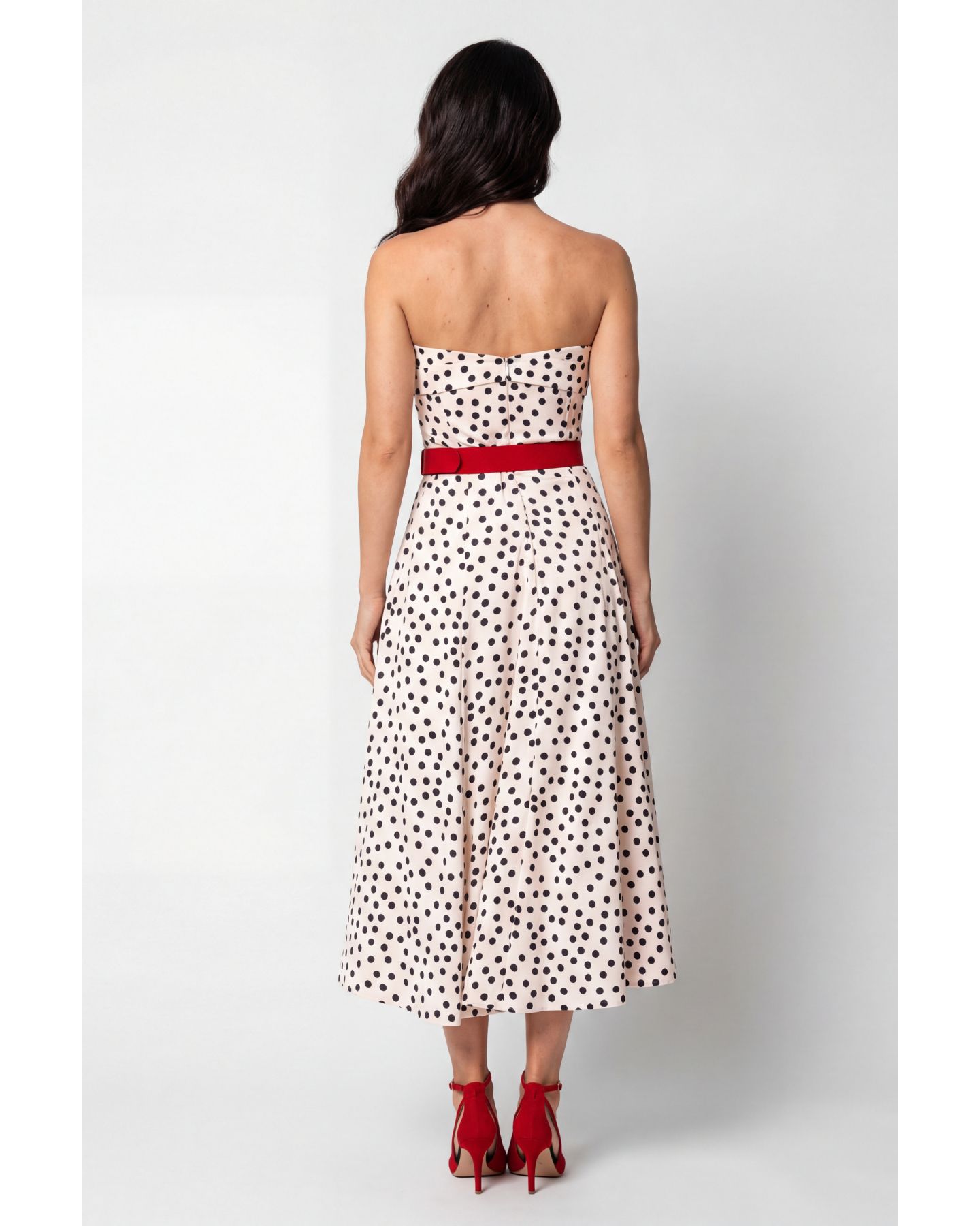 Женское платье Luna Fashion House Melissa Polka-Dot Corset A-Line Satin Midi, цвет: Белый — фото 4