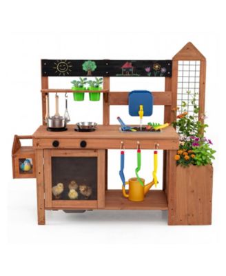 Removable Bird Cage and Planter Box Outdoor Mud Kitchen, Ages 3+
