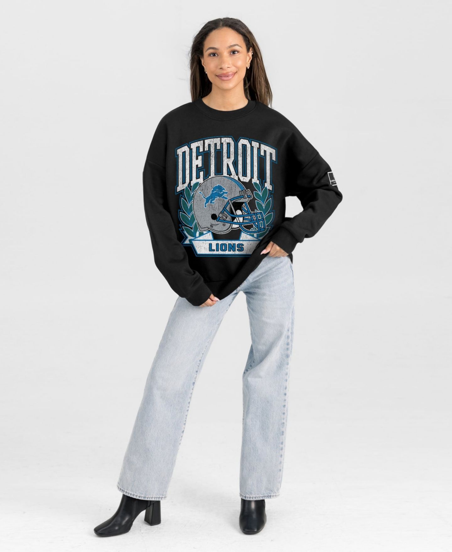 Женская толстовка Gameday Couture Black Detroit Lions Oversized Victory Lane Black Label Premium Fleece — фото 3