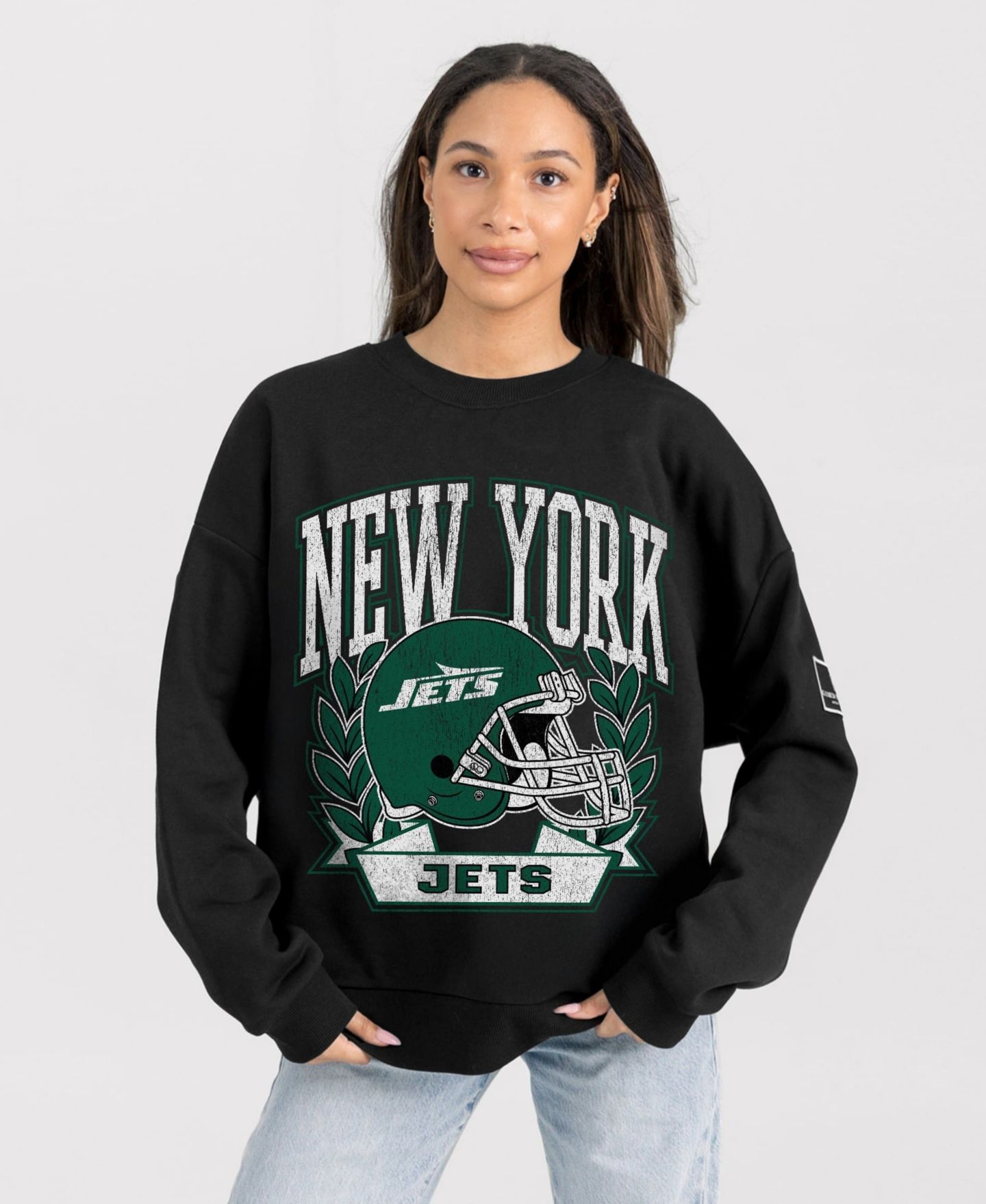 Женская толстовка Gameday Couture Black New York Jets Oversized Victory Lane Black Label Premium Fleece — фото 1