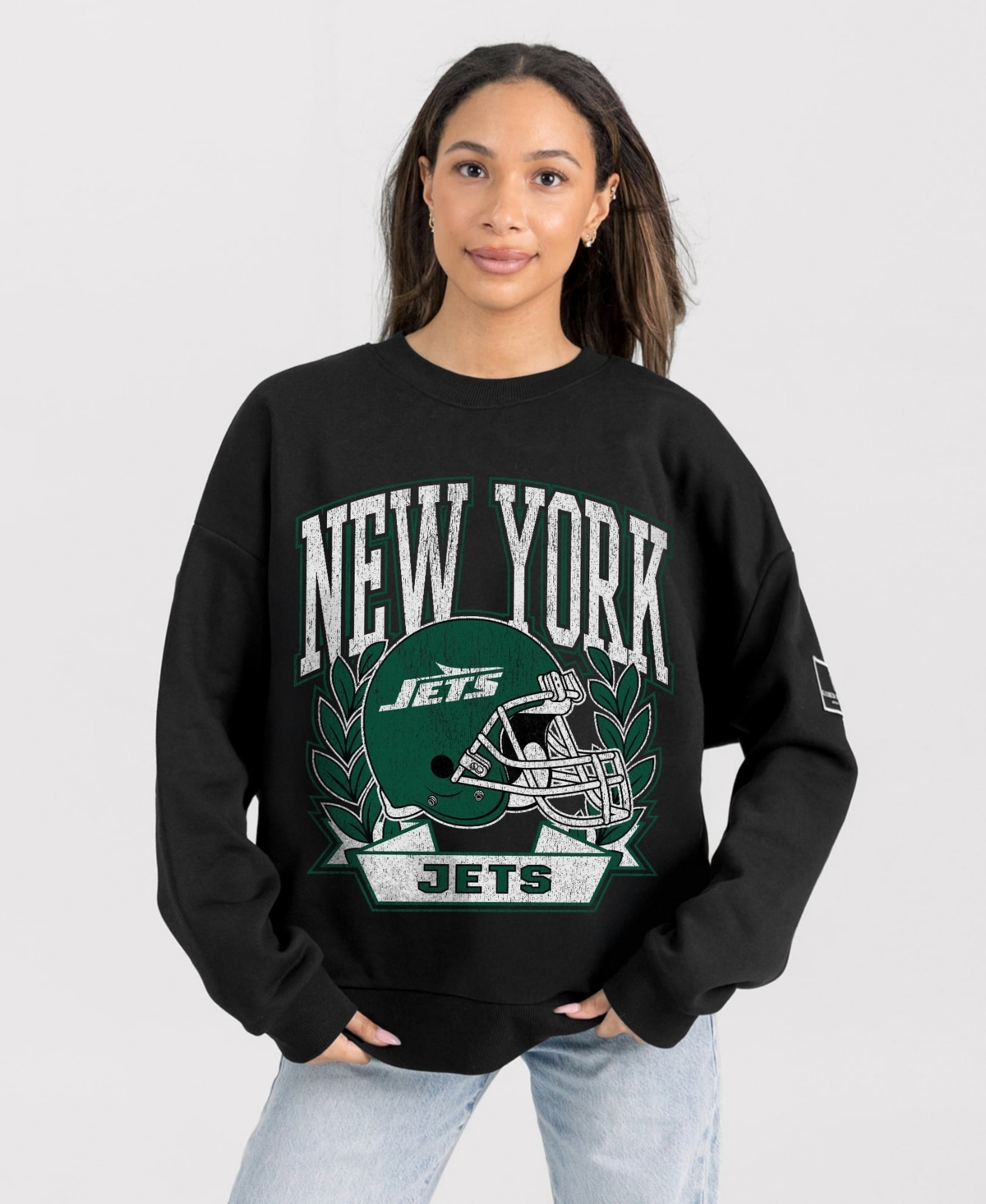 Gameday Couture Women's Black New York Jets Oversized Victory Lane Black Label Premium Fleece Sweatshirt - Black