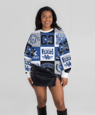 Women's Royal Kentucky Wildcats Highlight Reel Patchwork Long-Sleeve Pullover