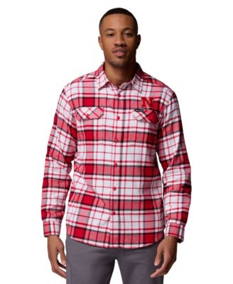 Men's Scarlet Nebraska Huskers Flare Omni-Wick Flannel Long-Sleeve Button-Up Shirt