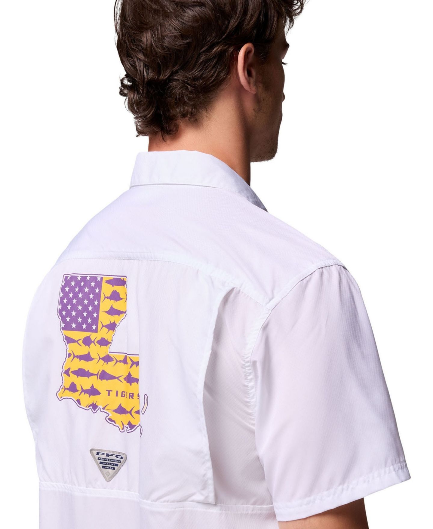 Мужская рубашка Columbia White LSU Tigers Slack Tide Camp Button-Up — фото 6