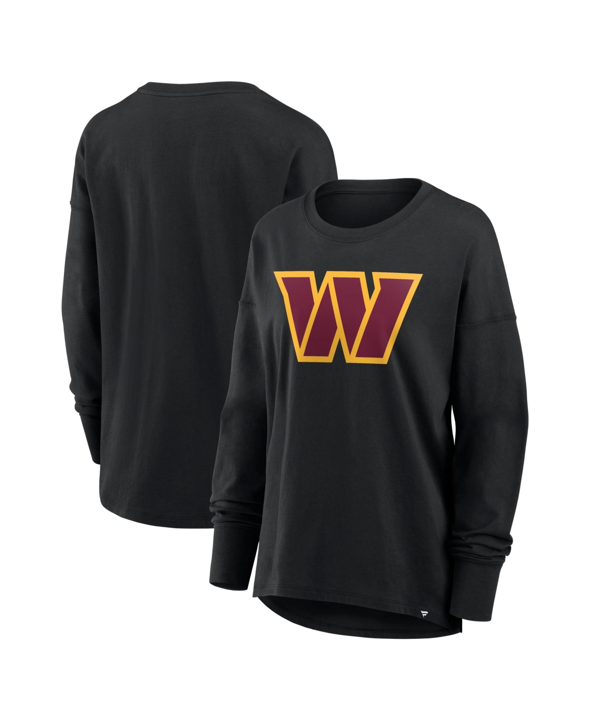 Fanatics Women's Black Washington Commanders Relaxed Hip Essential Long-Sleeve T-Shirt - Black