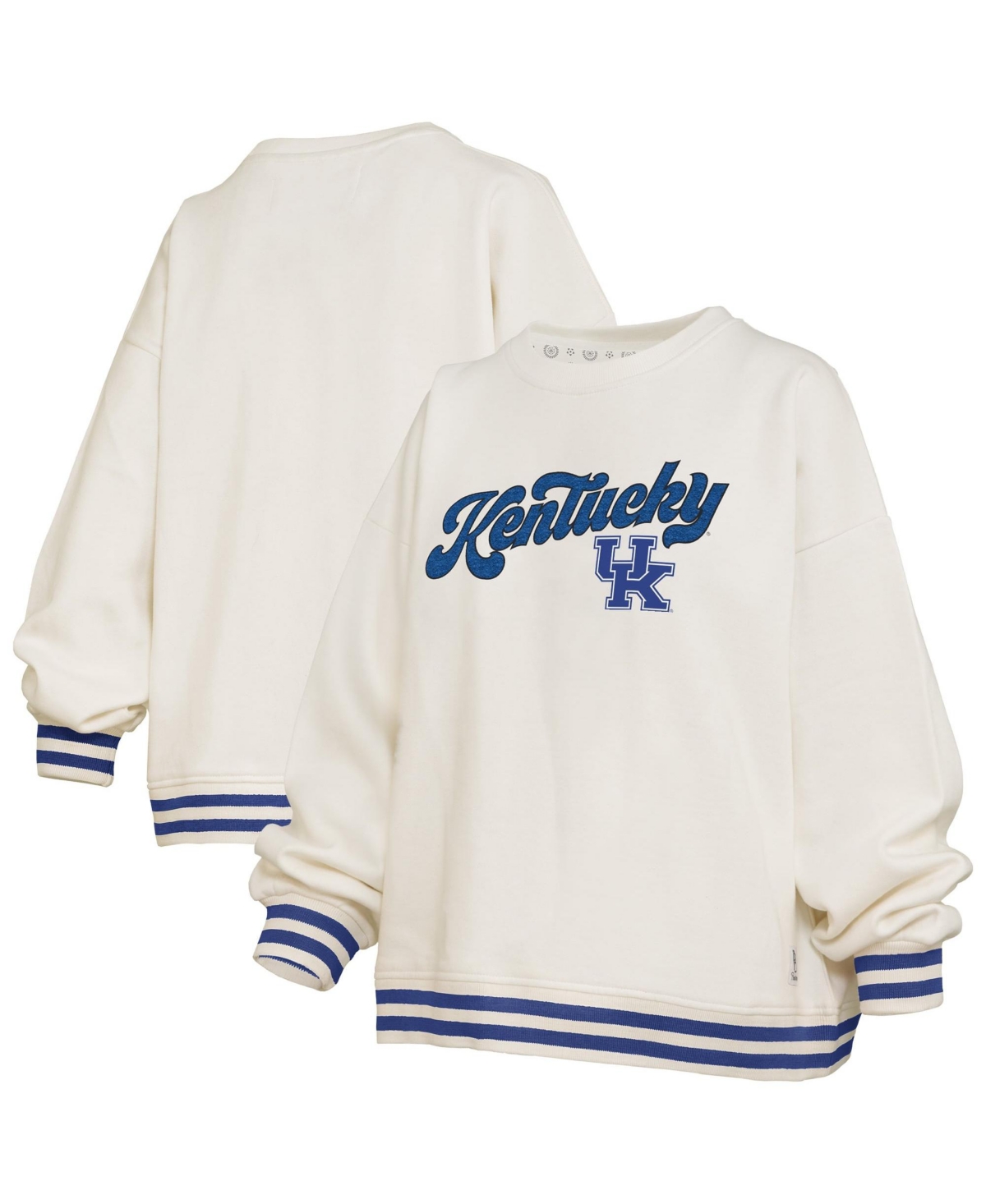 Pressbox Women's Cream Kentucky Wildcats Bonanza Chenille Ribbed Sweatshirt - Cream, Royal
