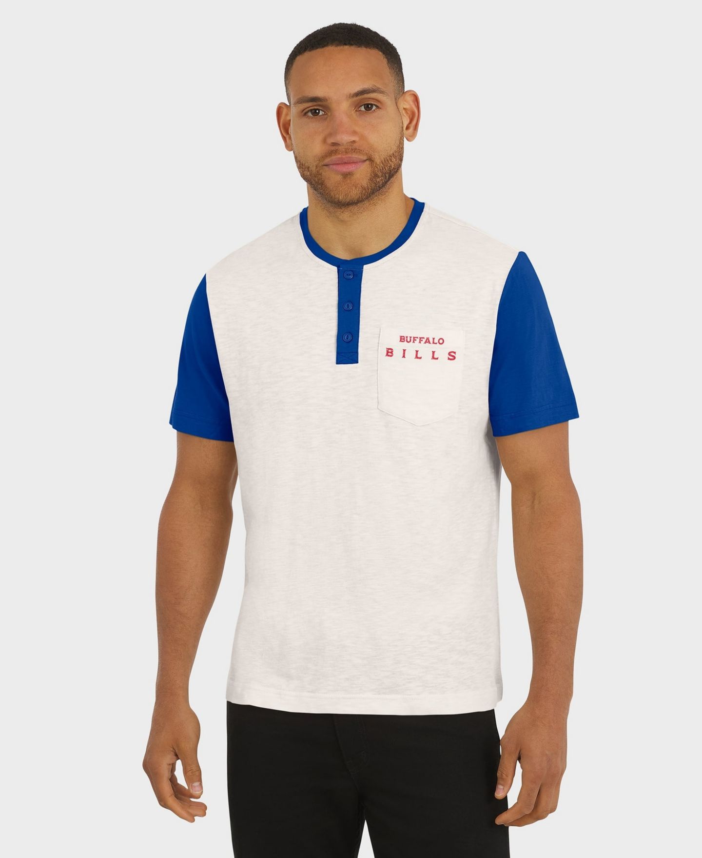 Мужская футболка Darius Rucker Collection By Fanatics Cream Buffalo Bills Henley Colorblock Slub Pocket — фото 4