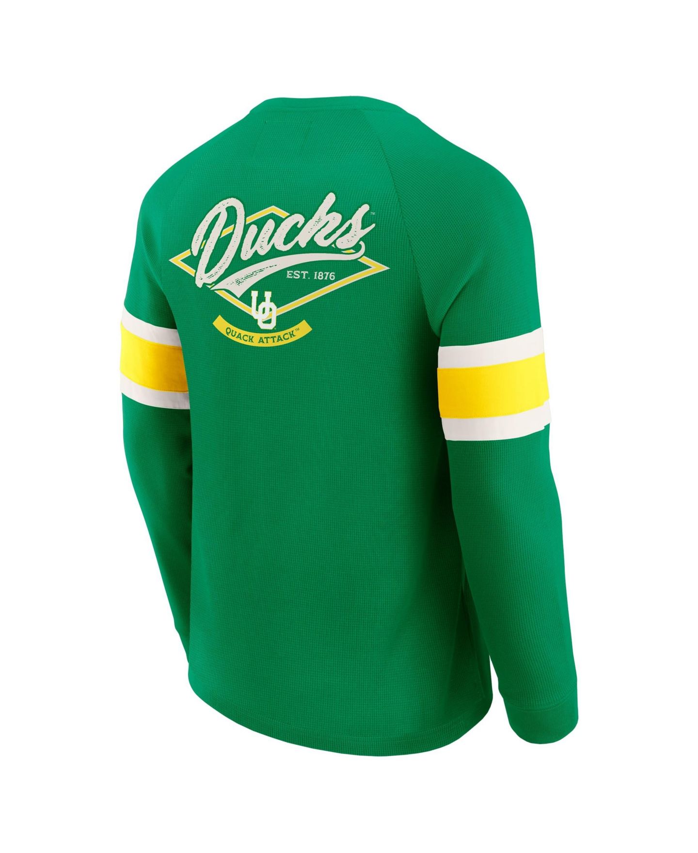Мужская футболка Darius Rucker Collection By Fanatics Green Oregon Ducks Waffle-Knit Raglan Long-Sleeve Henley — фото 3