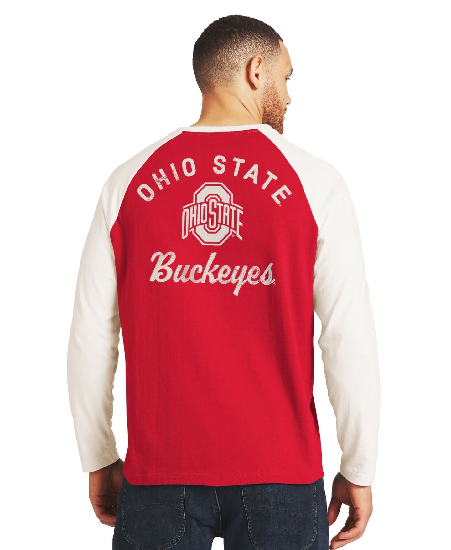 Мужская футболка Darius Rucker Collection By Fanatics Scarlet/Cream Ohio State Buckeyes Henley Long-Sleeve — фото 2