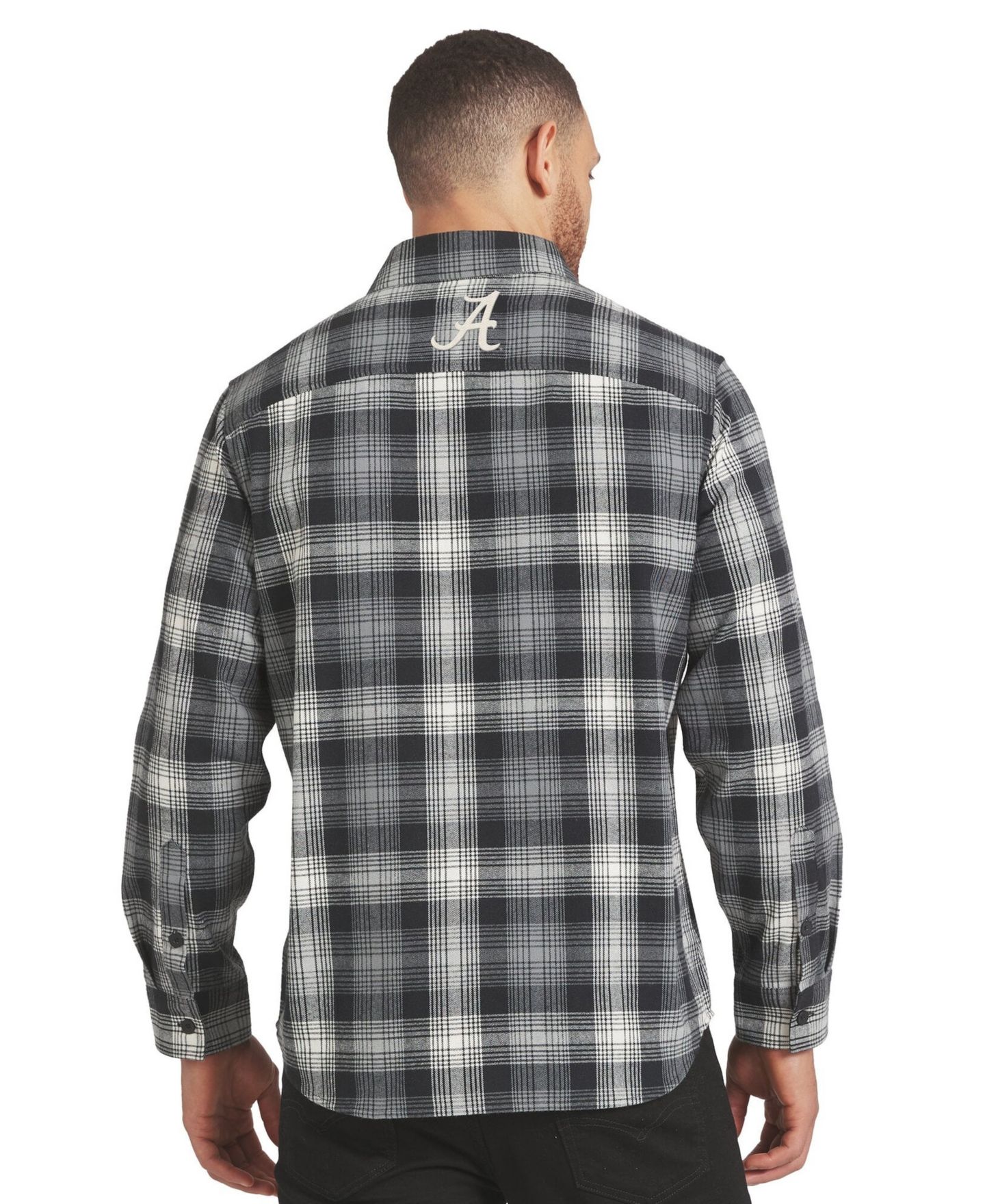 Мужская рубашка Darius Rucker Collection By Fanatics Black Alabama Crimson Tide Plaid Long-Sleeve Button-Up — фото 2