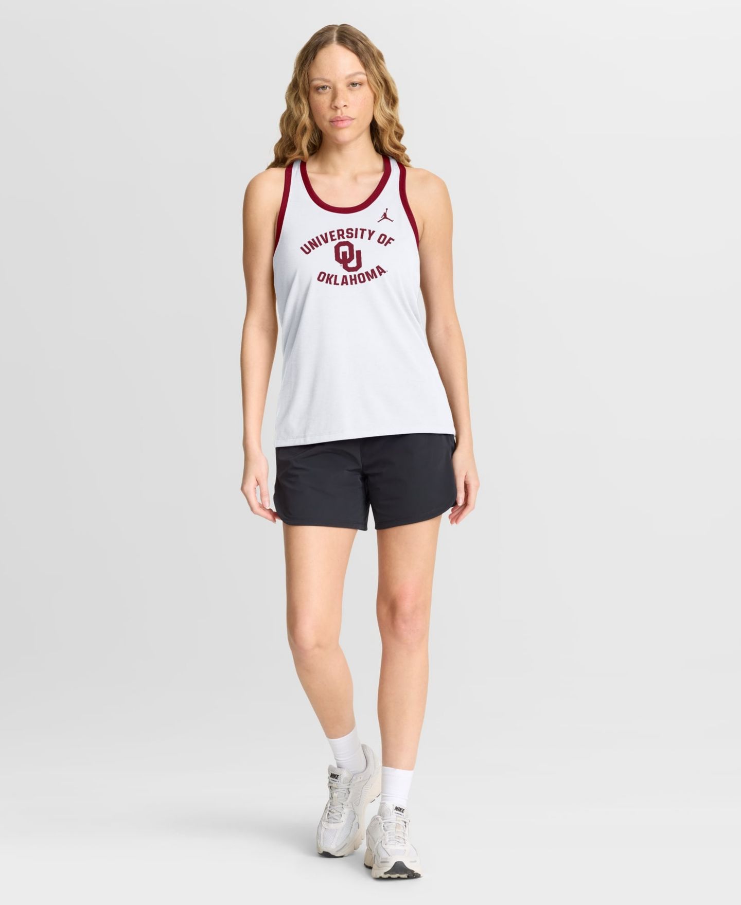 Женский топ Jordan White Oklahoma Sooners Uni Name Tri-Blend Dri-FIT Racerback — фото 3