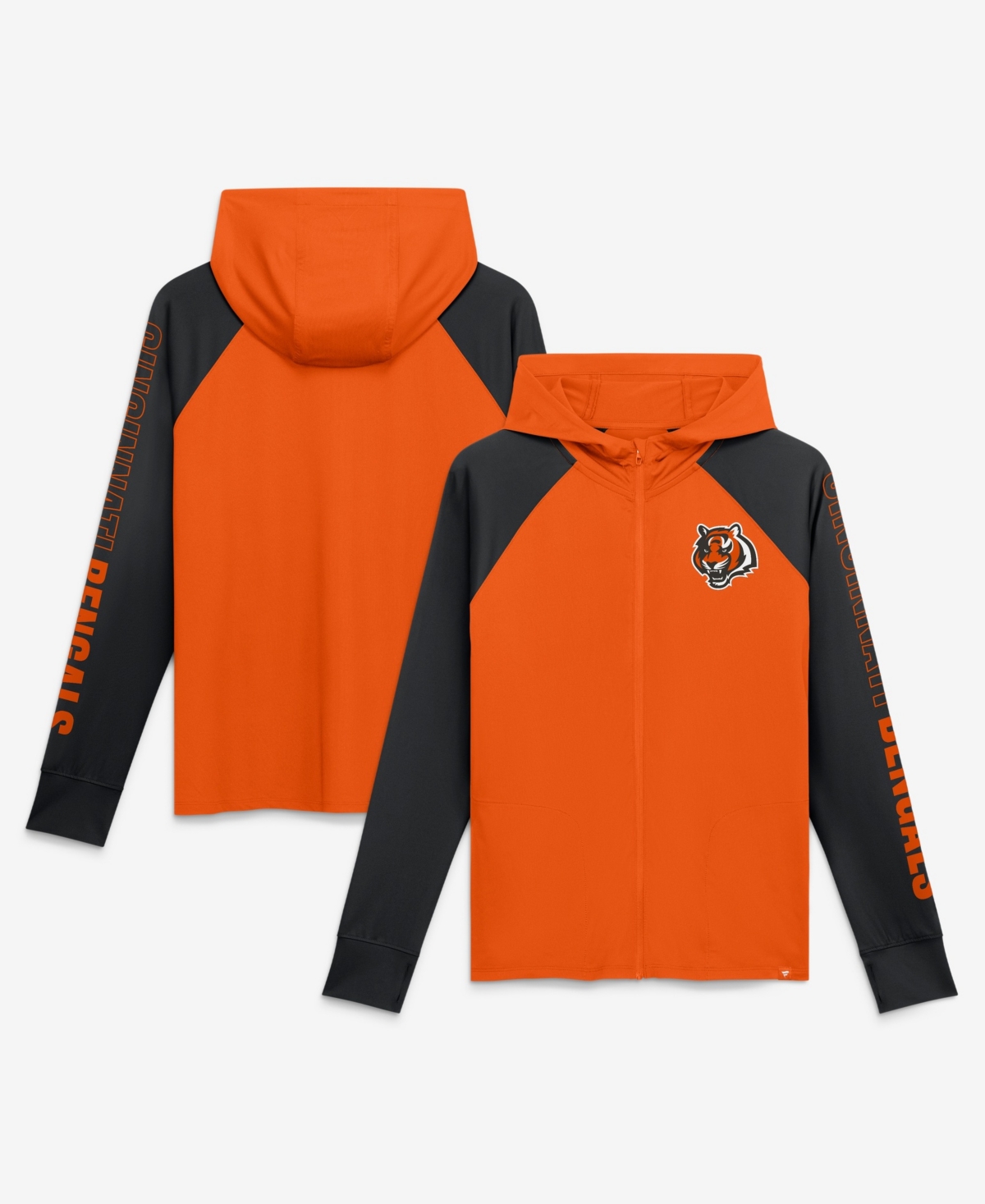 Fanatics Women's Orange/Black Cincinnati Bengals Cornerback Blitz Raglan Full-Zip Hoodie - Orange, Black