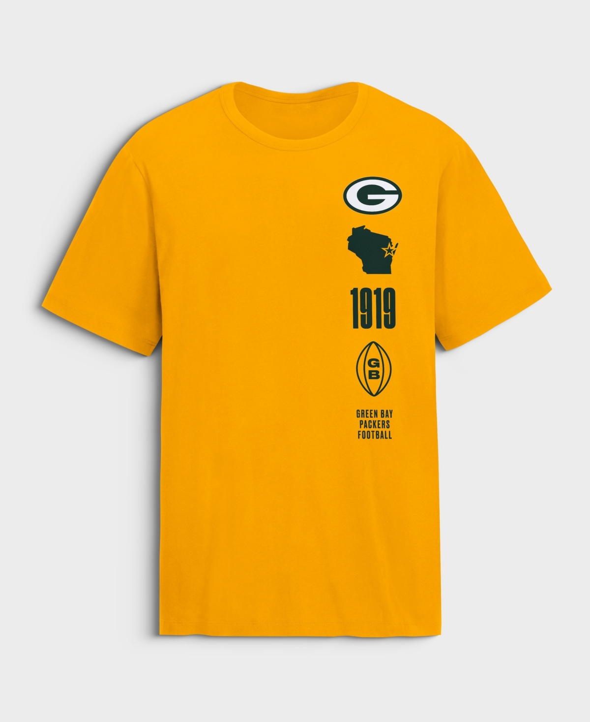 Fanatics Men's Gold Green Bay Packers Breaking Tackles Legacy Cotton T-Shirt - Gold