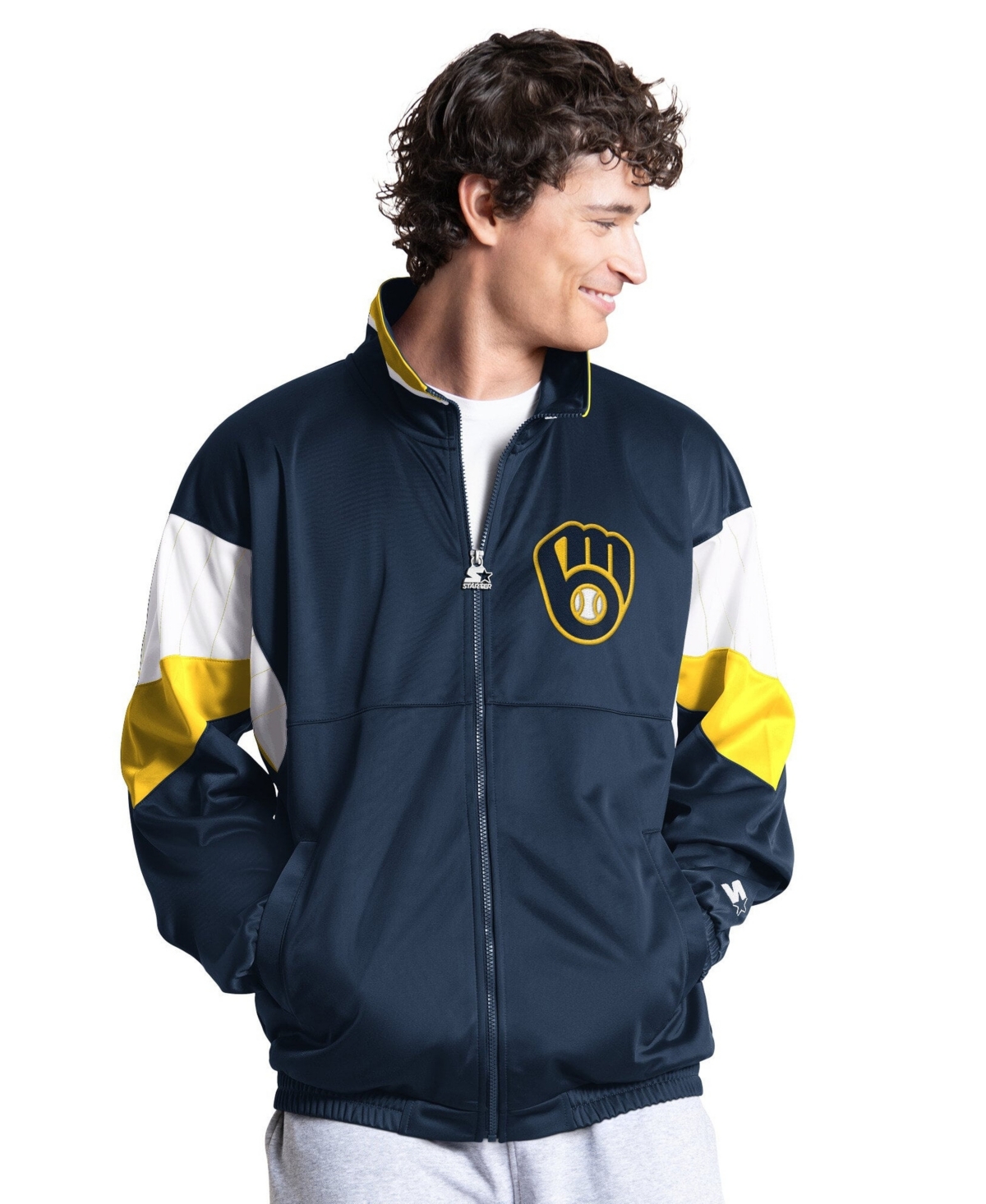 Starter Men's Navy Milwaukee Brewers Legacy Full-Zip Track Jacket - Navy
