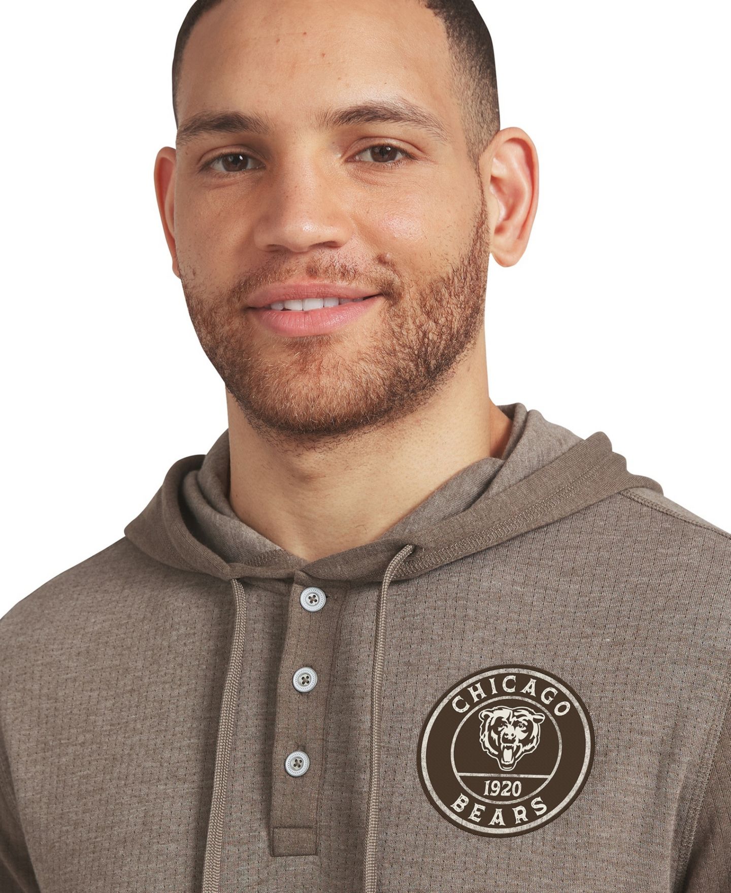 Мужская футболка Darius Rucker Collection By Fanatics Tan/Brown Chicago Bears Knit Hooded Henley Long-Sleeve — фото 5