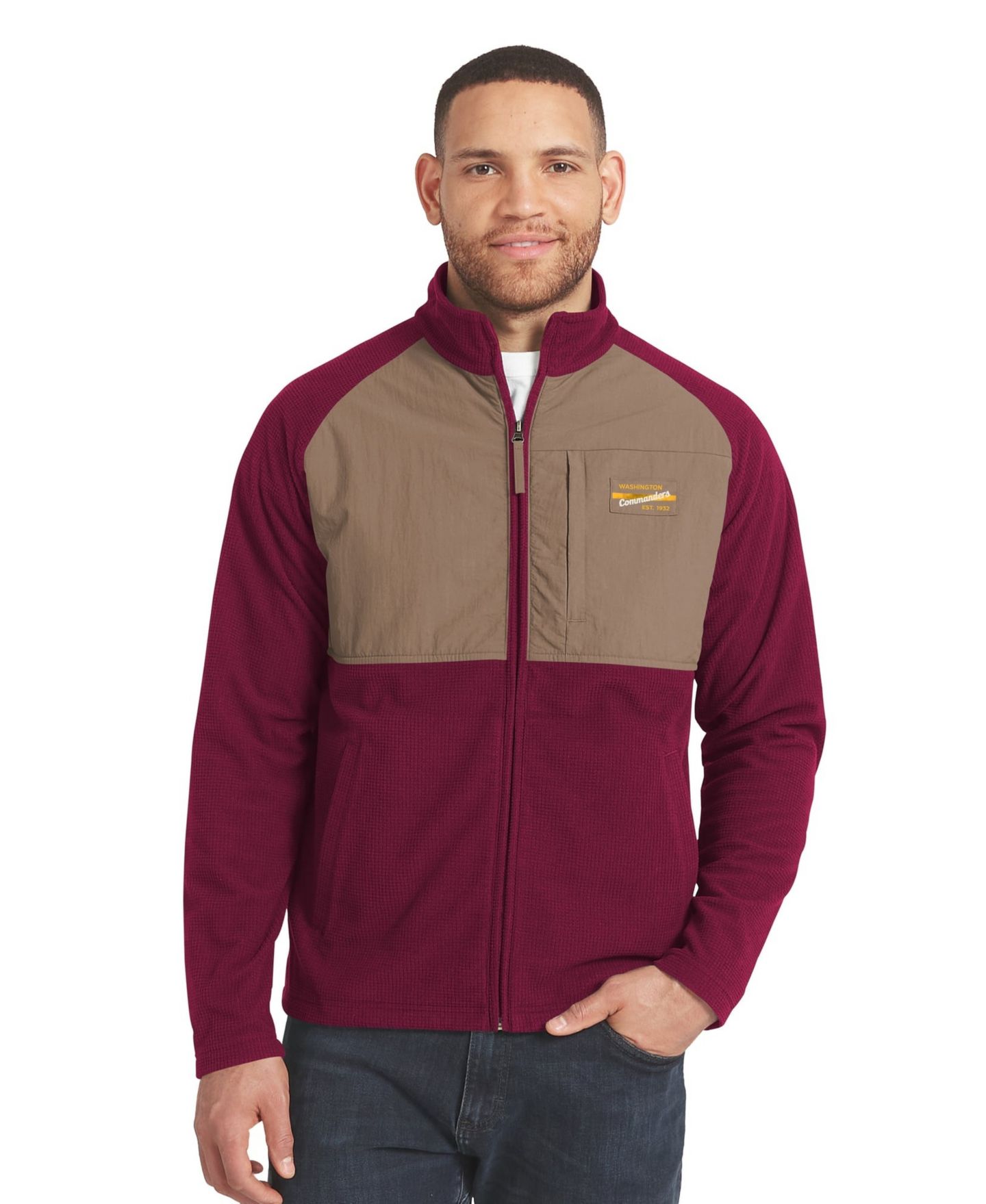 Мужская куртка Darius Rucker Collection By Fanatics Burgundy/Tan Washington Commanders Full-Zip Raglan — фото 1