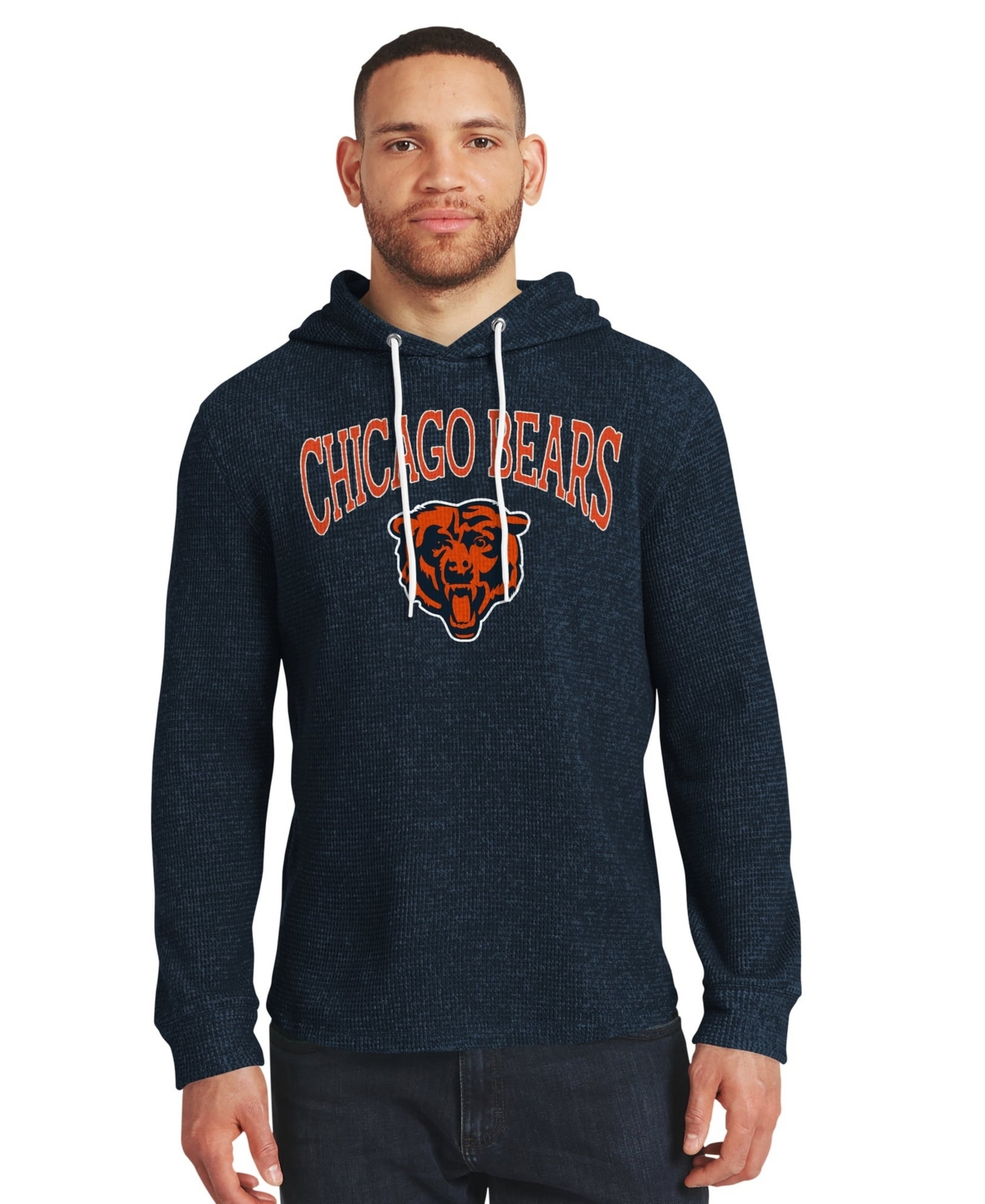 Darius Rucker Collection By Fanatics Men's Navy Chicago Bears Waffle Knit Hooded Tri-Blend Long-Sleeve Sweatshirt - Navy