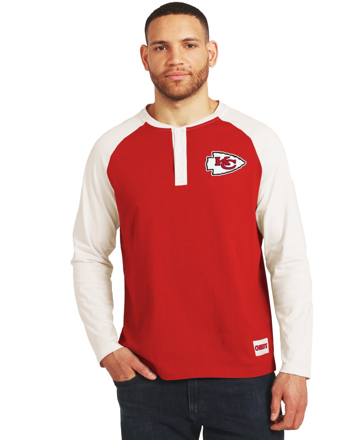 Darius Rucker Collection By Fanatics Men's Red/Cream Kansas City Chiefs Henley Long-Sleeve T-Shirt - Red, Cream